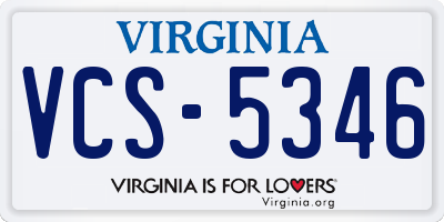 VA license plate VCS5346