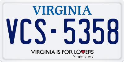 VA license plate VCS5358