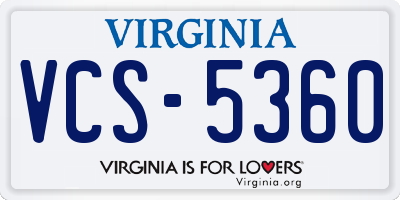 VA license plate VCS5360