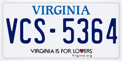 VA license plate VCS5364