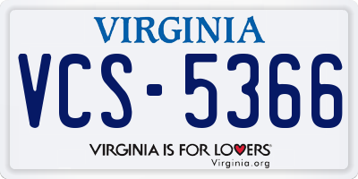 VA license plate VCS5366