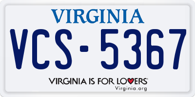 VA license plate VCS5367