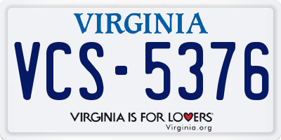 VA license plate VCS5376
