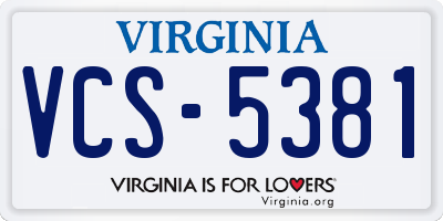 VA license plate VCS5381