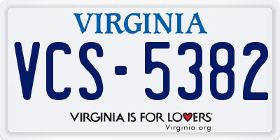 VA license plate VCS5382