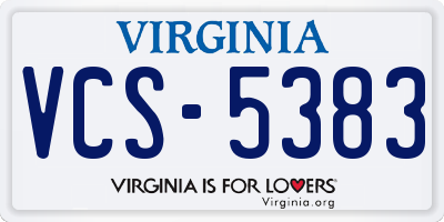 VA license plate VCS5383