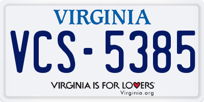 VA license plate VCS5385