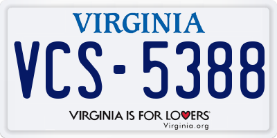 VA license plate VCS5388
