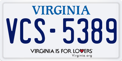 VA license plate VCS5389