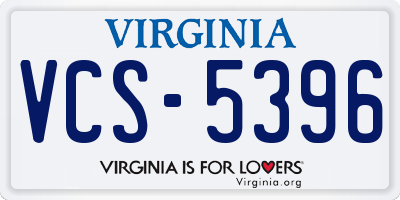 VA license plate VCS5396