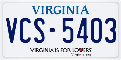 VA license plate VCS5403