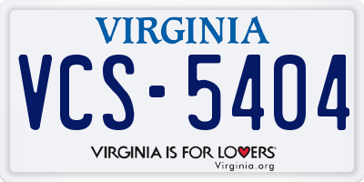 VA license plate VCS5404