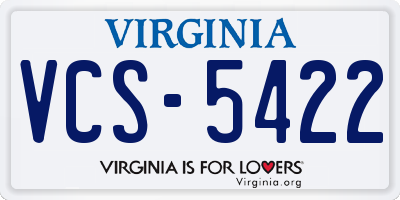 VA license plate VCS5422