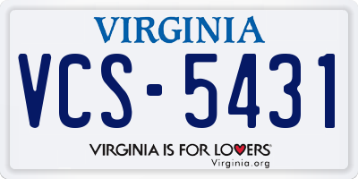 VA license plate VCS5431