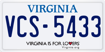 VA license plate VCS5433