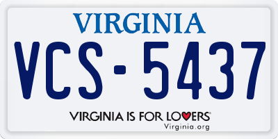 VA license plate VCS5437