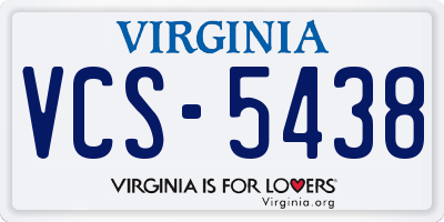 VA license plate VCS5438