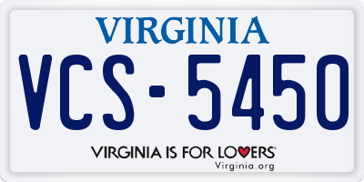 VA license plate VCS5450