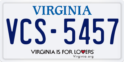 VA license plate VCS5457