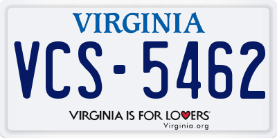VA license plate VCS5462