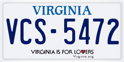 VA license plate VCS5472