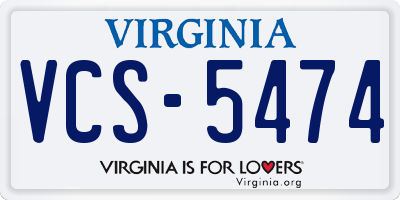 VA license plate VCS5474