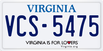 VA license plate VCS5475