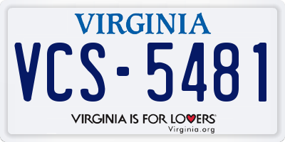 VA license plate VCS5481