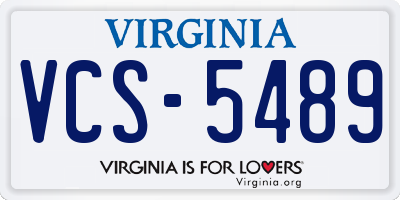 VA license plate VCS5489