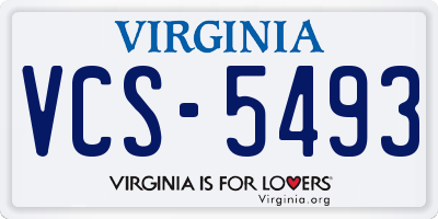 VA license plate VCS5493