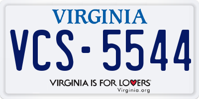 VA license plate VCS5544