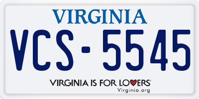 VA license plate VCS5545