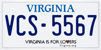 VA license plate VCS5567
