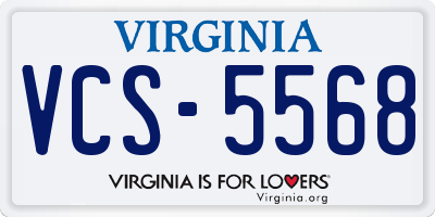 VA license plate VCS5568