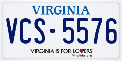VA license plate VCS5576