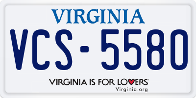 VA license plate VCS5580