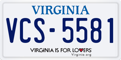 VA license plate VCS5581