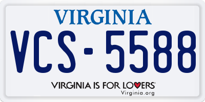 VA license plate VCS5588