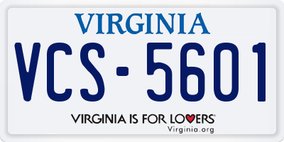 VA license plate VCS5601