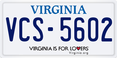 VA license plate VCS5602