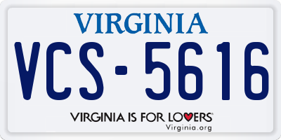 VA license plate VCS5616