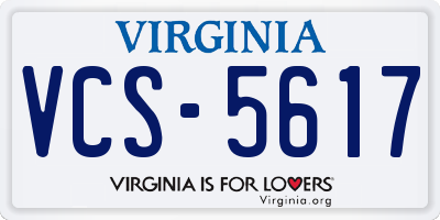 VA license plate VCS5617