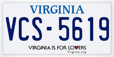 VA license plate VCS5619