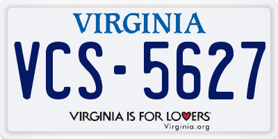 VA license plate VCS5627