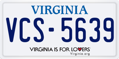 VA license plate VCS5639