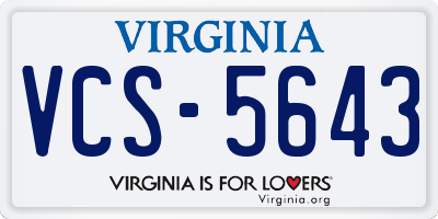 VA license plate VCS5643