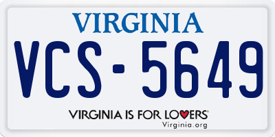 VA license plate VCS5649