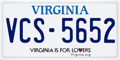 VA license plate VCS5652