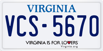 VA license plate VCS5670