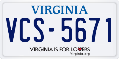 VA license plate VCS5671